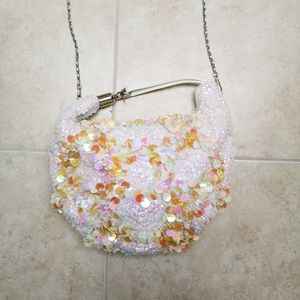 Sequin white-multi colour, Crossbody shoulder bag
